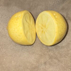 Source Unknown Yellow Ceramic Lemon Salt and Pepper Shakers